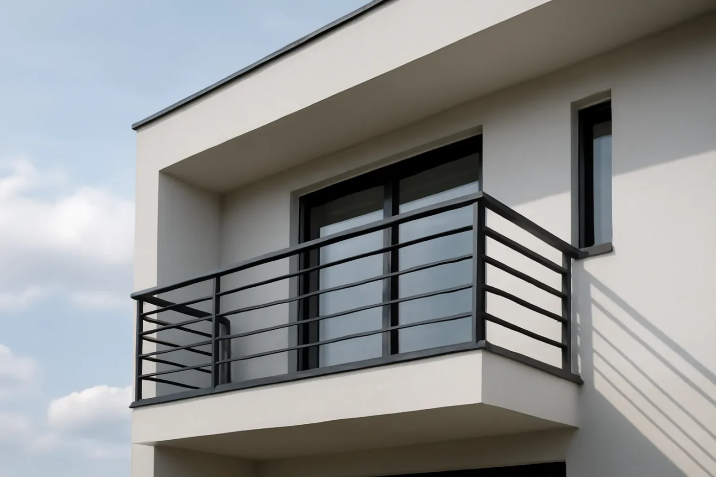 Lan can sắt hộp vuông kiểu hiện đại tối giản