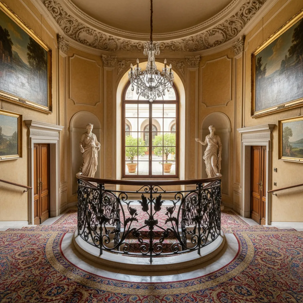 Lan can cầu thang sắt mỹ thuật phong cách châu Âu