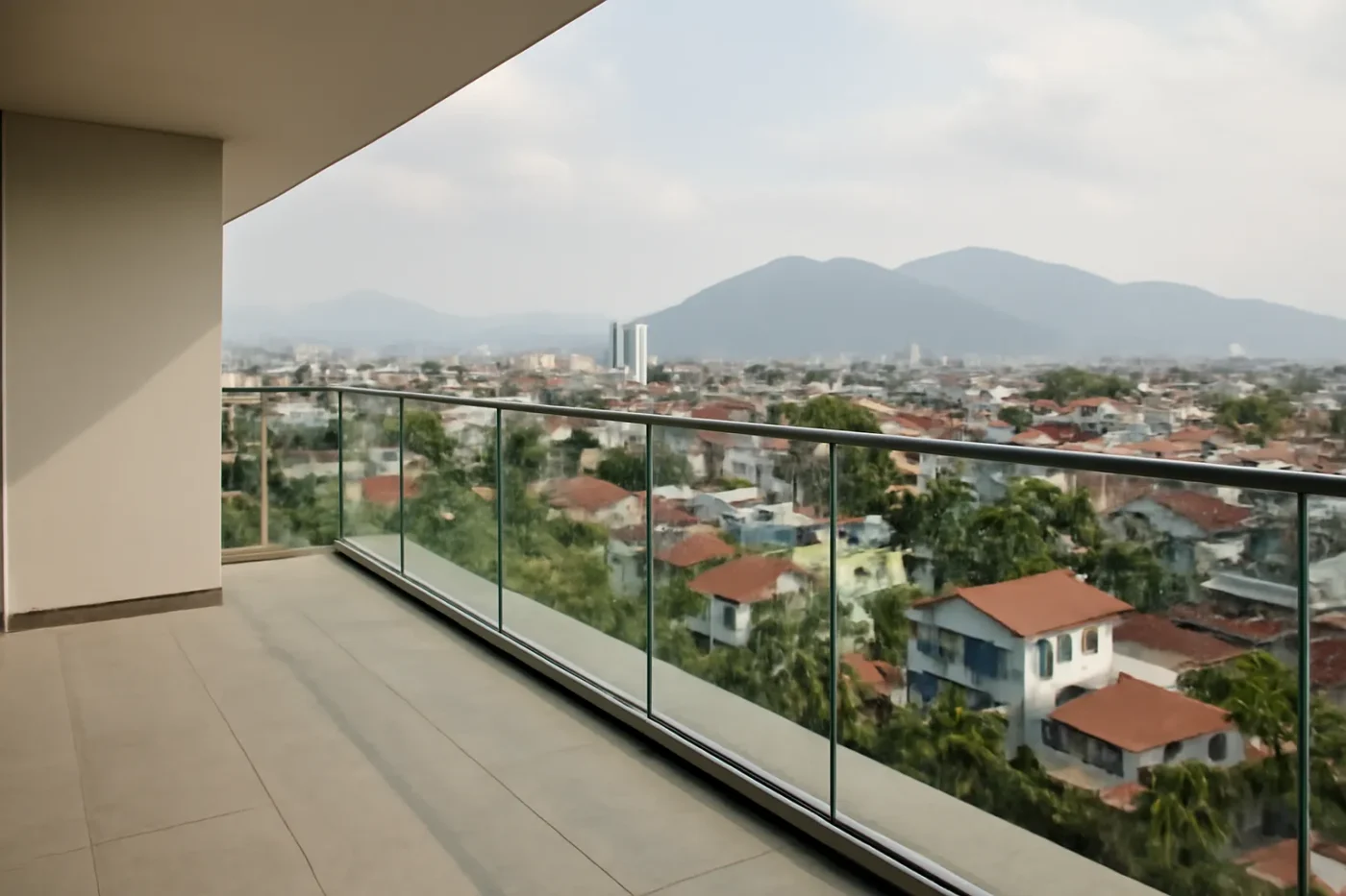 Lan can kính cường lực không tay vịn