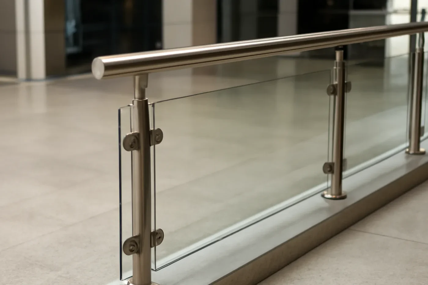 Lan can kính kết hợp inox